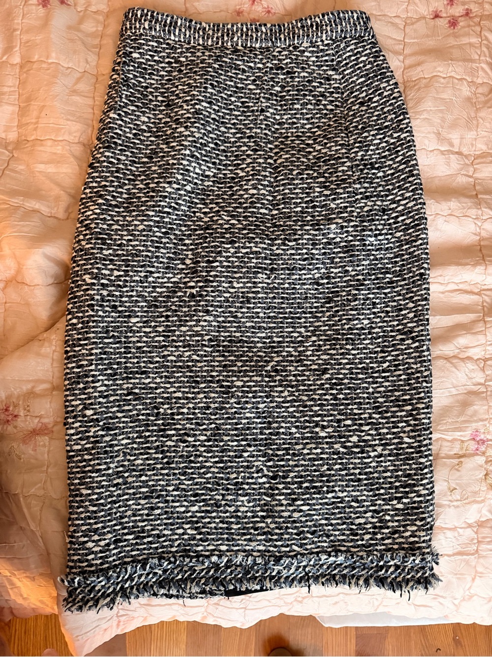 Roland Mouret Black, White and Blue Tweed Pencil Skirt